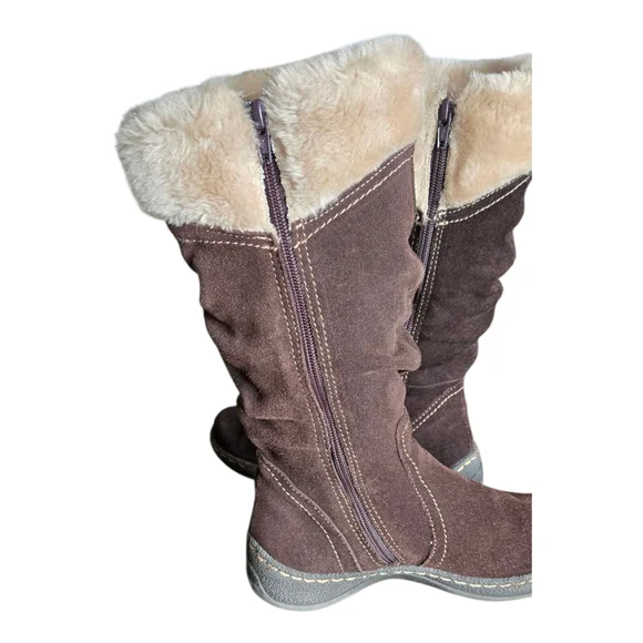 Bare Trap Women's Brown Suede Boots with Cream Fur Lining Size 7 - Picture 4 of 12